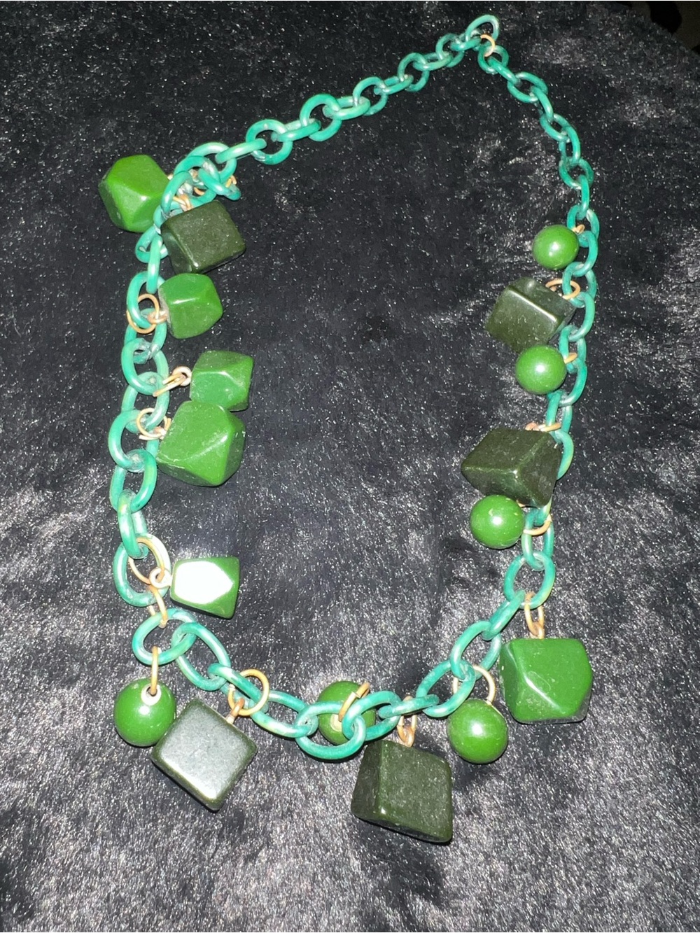 Green Beaded Chain Statement Necklace